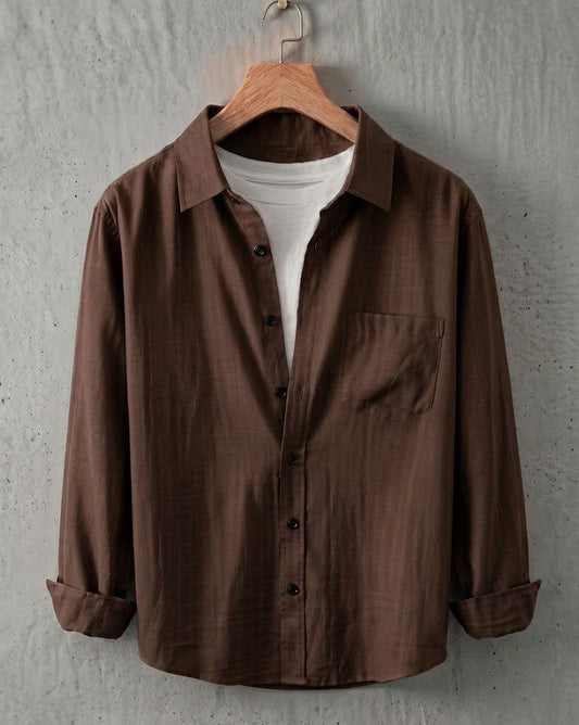 Oxfordlane Men's Premium Brown Solid Casual Full Sleeve Shirt | Classic Regular Fit | Smart Everyday Wear