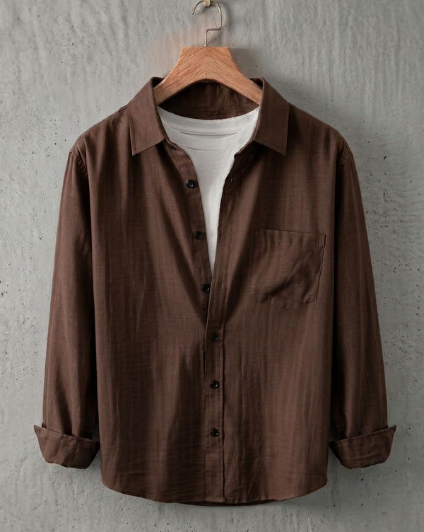 Oxfordlane Men's Premium Brown Solid Casual Full Sleeve Shirt | Classic Regular Fit | Smart Everyday Wear