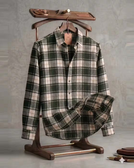 Oxfordlane Men's Premium Green Checked Casual Shirt | Full Sleeve Regular Fit Plaid Flannel Smart Casual Shirt