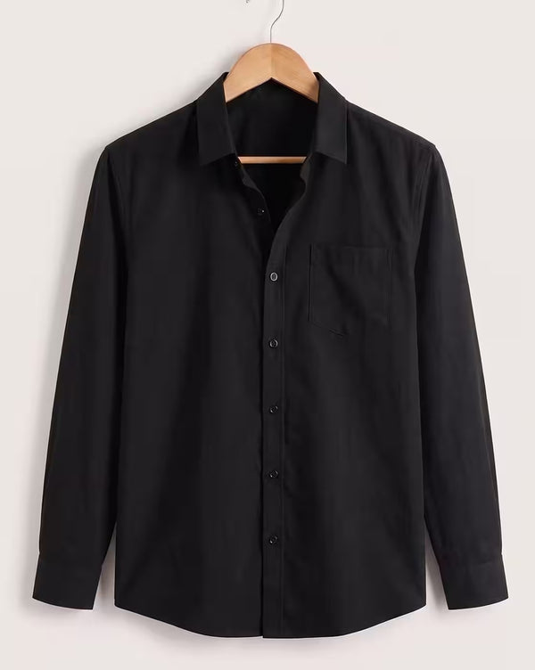 Oxfordlane Men's Premium Black Solid Casual Shirt | Full Sleeve Regular Fit Classic Smart Casual Shirt